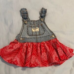 OshKosh B'gosh Baby 6M Red and Overall Denim Dress